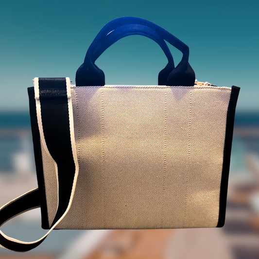 Medium Tote Bag | Natural & Black Colour - William & Joseph