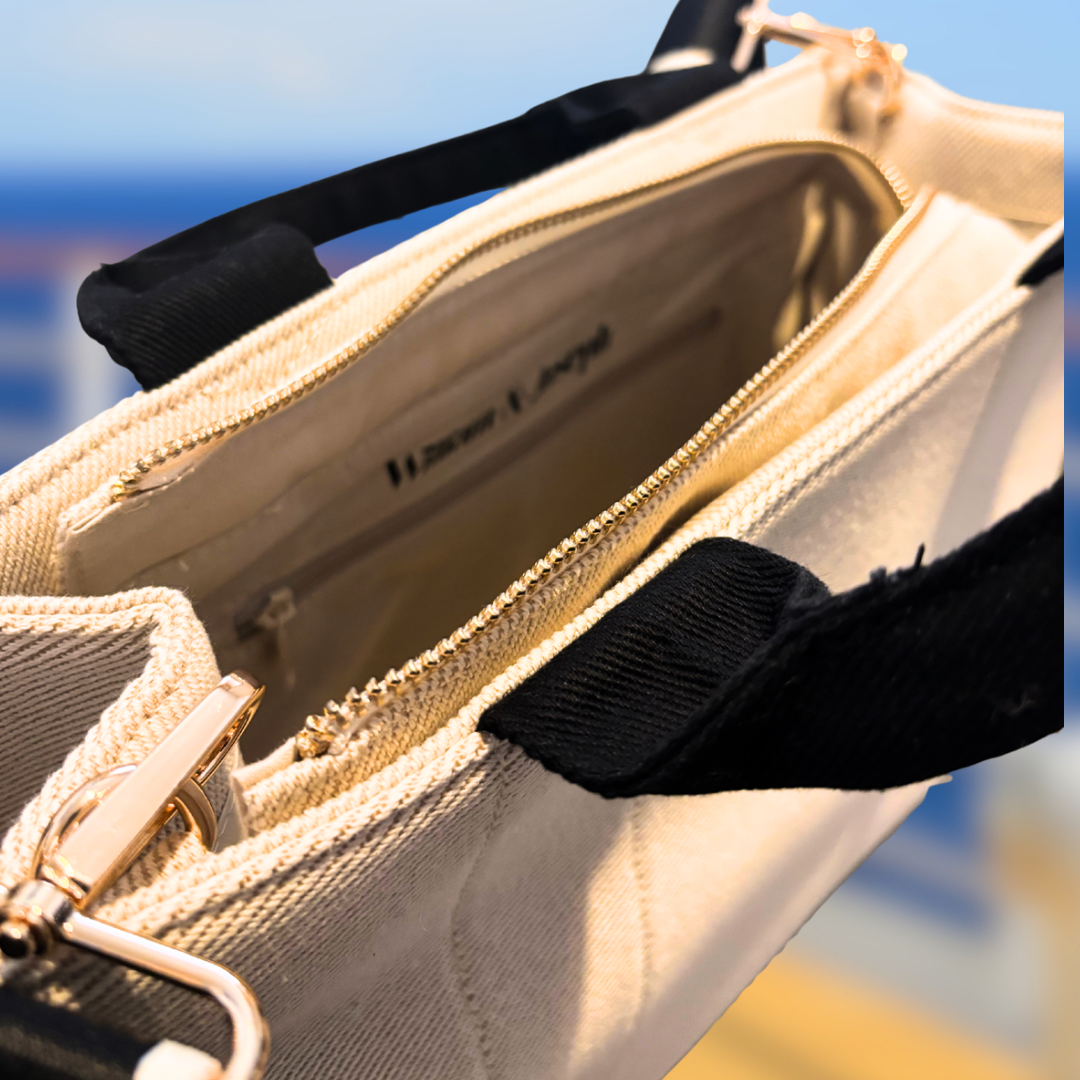 Medium Tote Bag | Natural & Black Colour - William & Joseph